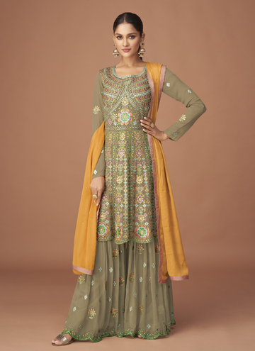 Eid Special Pure Georgette Sharara Dress With Long Kameez
